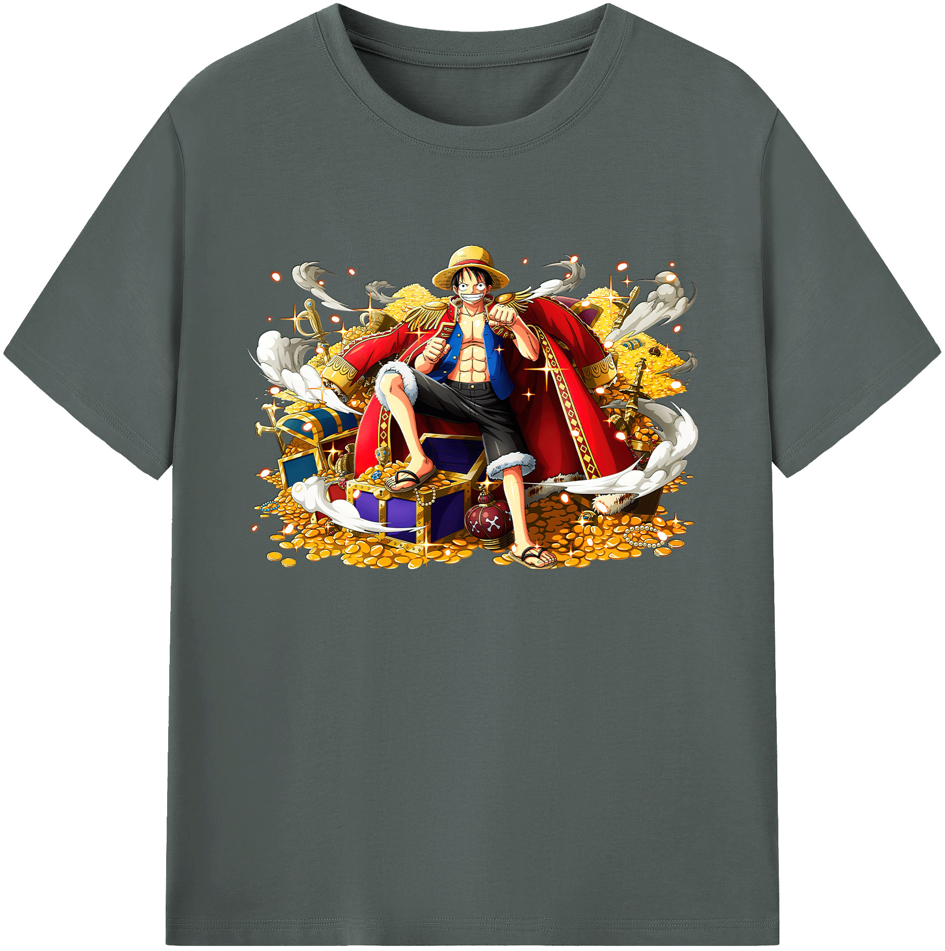 ワンピース モンキー・D・ルフィ ONE PIECE Monkey D. Luffy 綿100％ メンズ半袖Tシャツ｜肌触りやわらか＆通気性